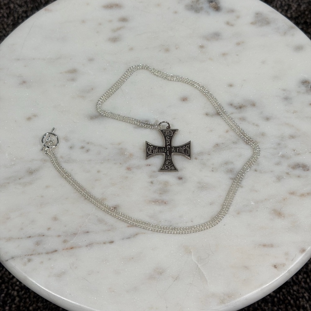 Enfants Riches Deprimes SS24Silver Cross Gothic Logo Necklace